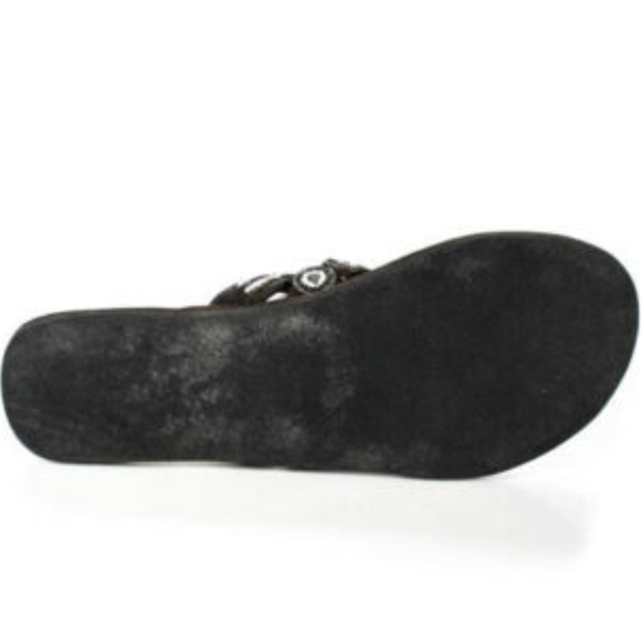 GLOBAL GIRLS BROWN LEATHER BEAD TOE STRAP SANDALS - Picture 4 of 5